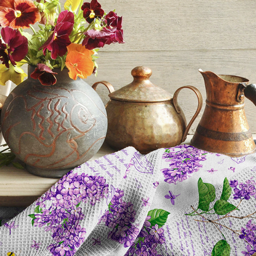 Кухонный комплект "Сирень": полотенце вафельное 50х60см - набор 2шт, "Домашняя мода" (Россия) Кухонный комплект "Сирень": полотенце вафельное 50х60см - набор 2шт, "Домашняя мода" (Россия)