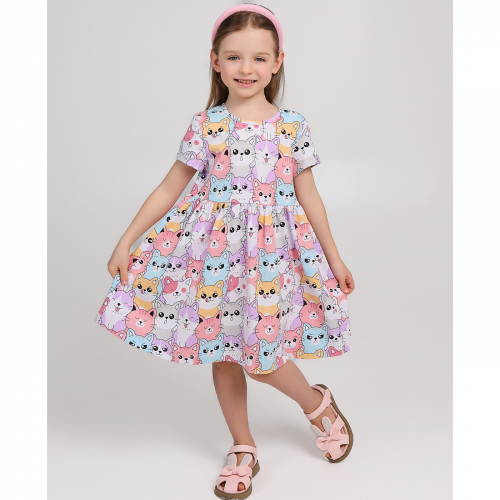 Для любителей котиков!!! Чудесное летнее платье для девочек за 373 руб.+%. Размеры 104-128 Для любителей котиков!!! Чудесное летнее платье для девочек за 373 руб.+%. Размеры 104-128