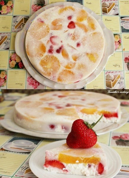 Легкий творожный десерт с фруктами...