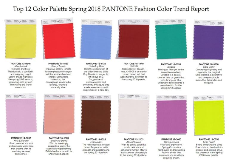     —  — PANTONE Fashion Color Report Spring 2018