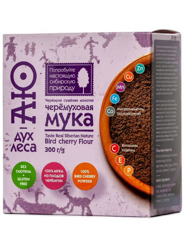 Черемуховая мука 300 гр. пластик + картон коробка
