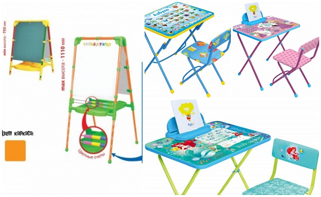 Детские складные наборы мебели с Азбукой и любимыми мульгероями! Столы, стулья, мольберты, регулируются по высоте на рост вашего ребенка!