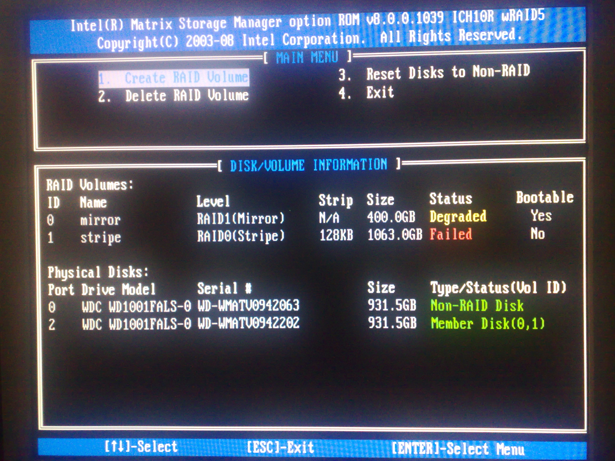 Intel matrix manager. Intel Raid 5 Volume. Восстановление Raid. Raid Error occurred 0. Intel Matrix Storage Manager.