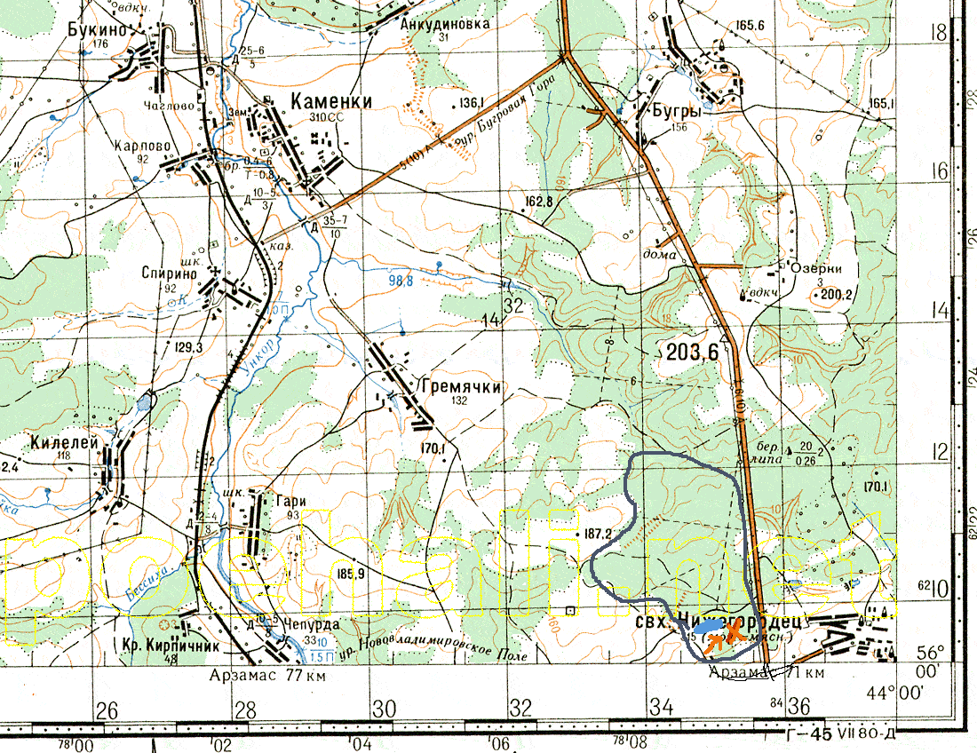 Хватовка арзамасский район карта