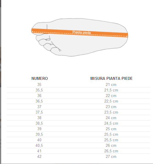 Misura piede 21 cm outlet