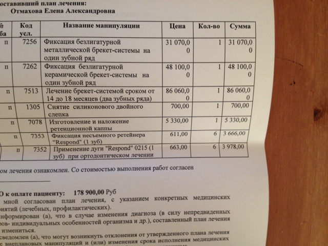 План лечения ортодонтического пациента пример