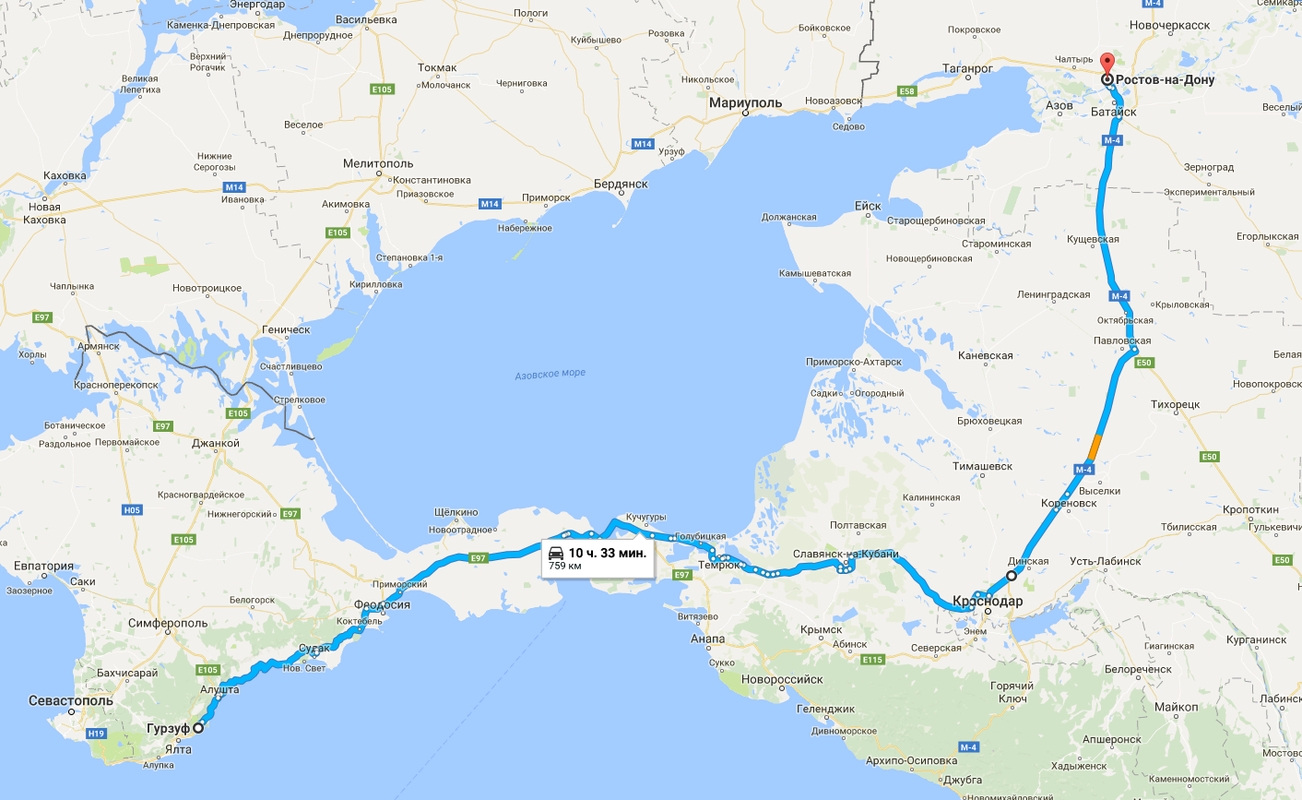 Карта ростов севастополь
