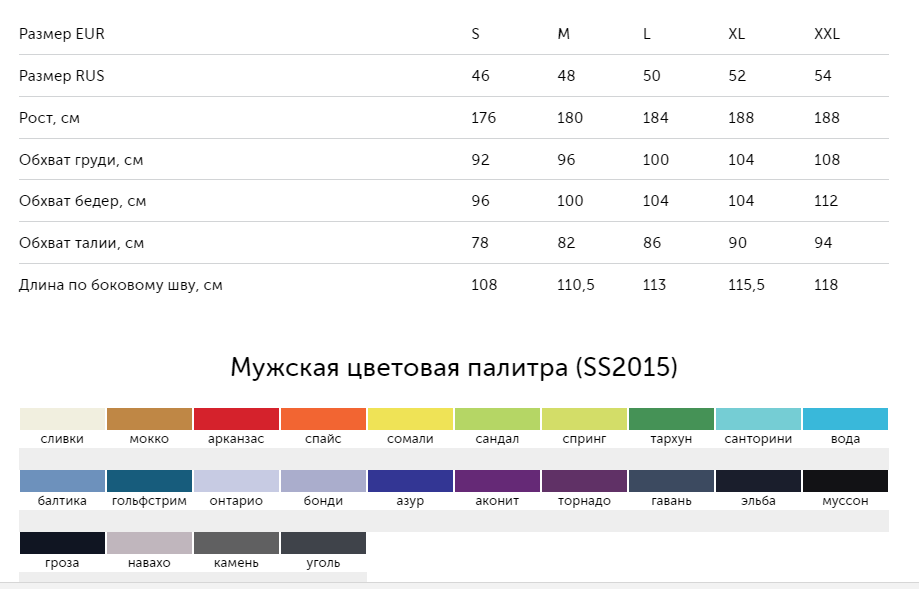 Таблица Размеров Магазин