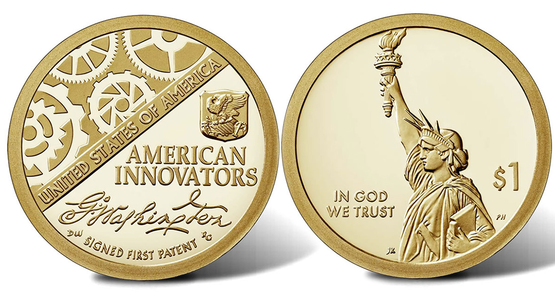 Монеты США 1 доллар американские инновации. Монеты 1 доллар США инновации. Монета США 1 доллар первый патент. Монета 1 доллар американские инновации. 1 доллар 2018