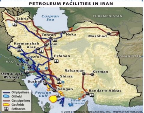 Газопроводы ирана карта