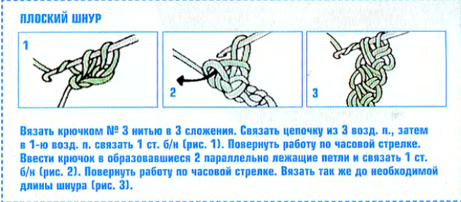 Вязание шнура крючком схемы и описание