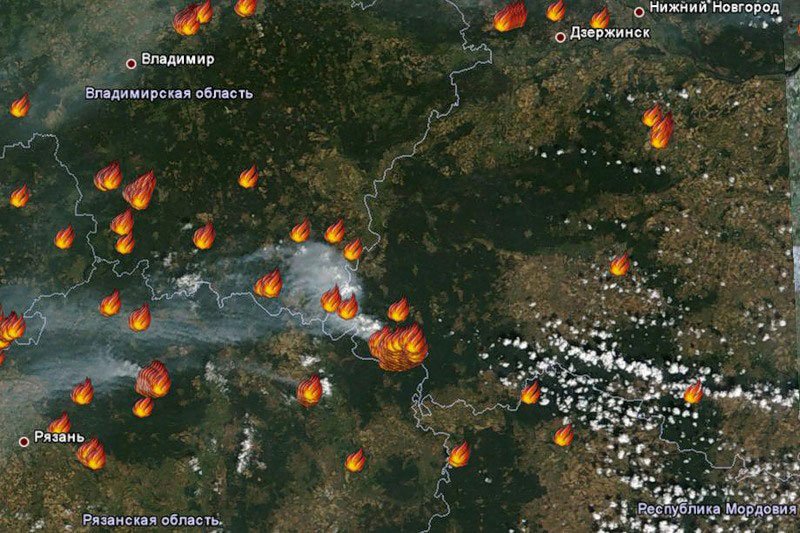 Карта пожаров области