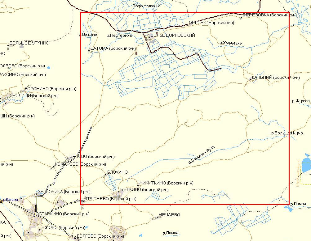 Борский район карта с населенными пунктами подробная