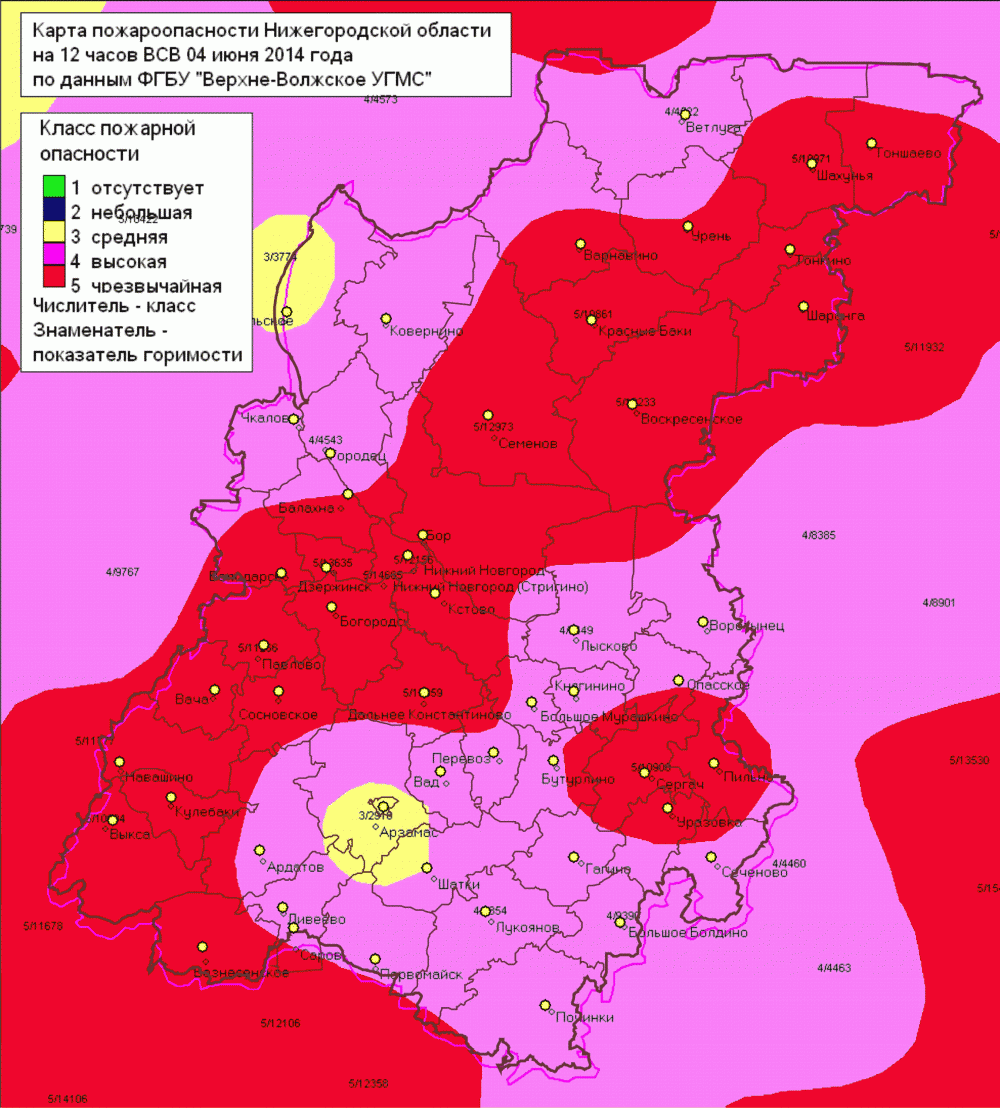Карта пожарной опасности нижегородская область