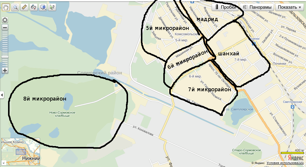 Схема новосормовского кладбища