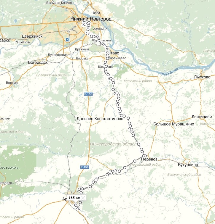 Трасса нижний новгород арзамас карта