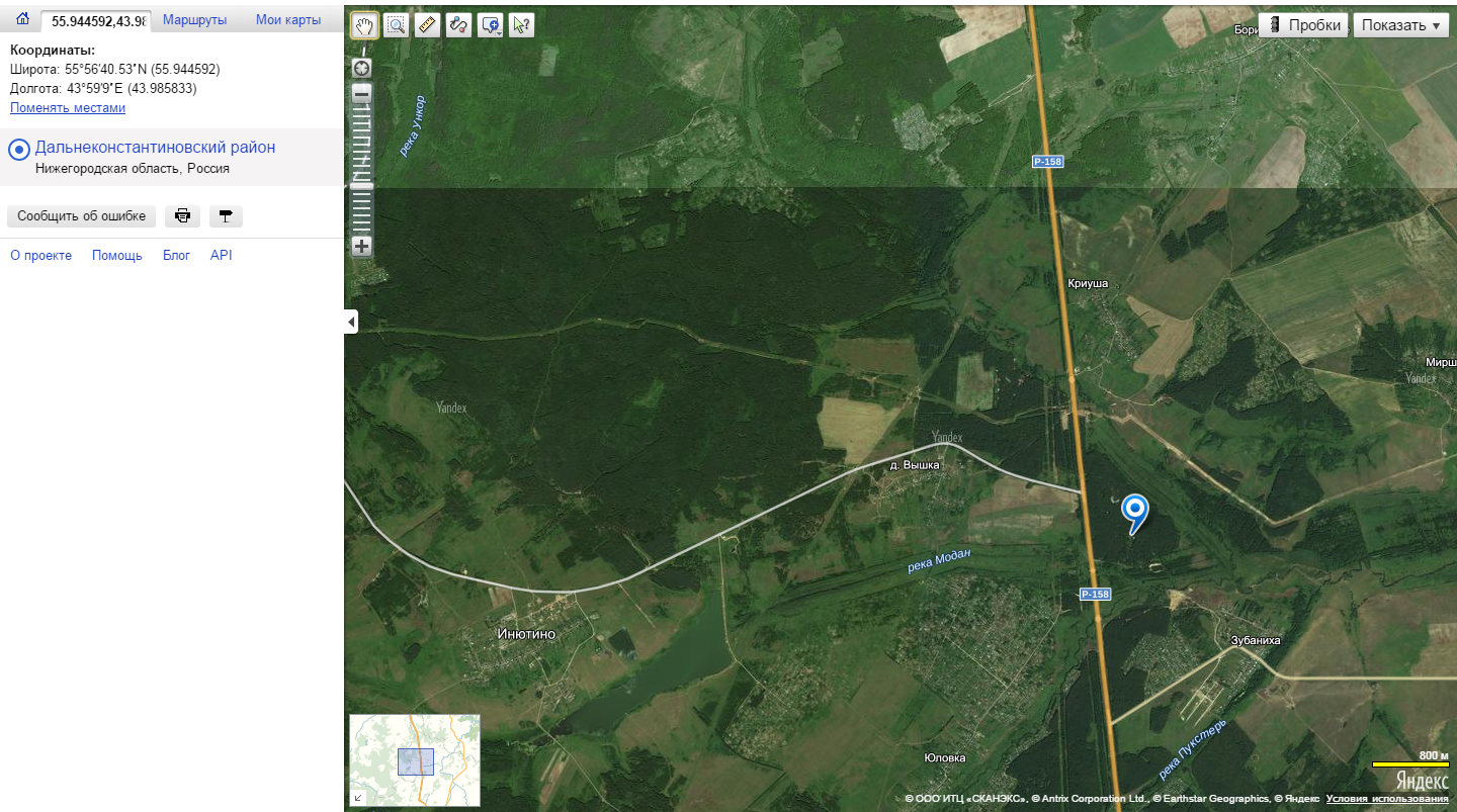Инютино нижегородская область карта