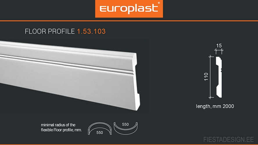 112. 103 европласт h 110мм. напольный плинтус европласт, арт. 112,. 1.