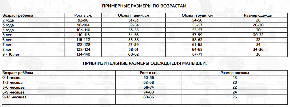 Размер детей 104