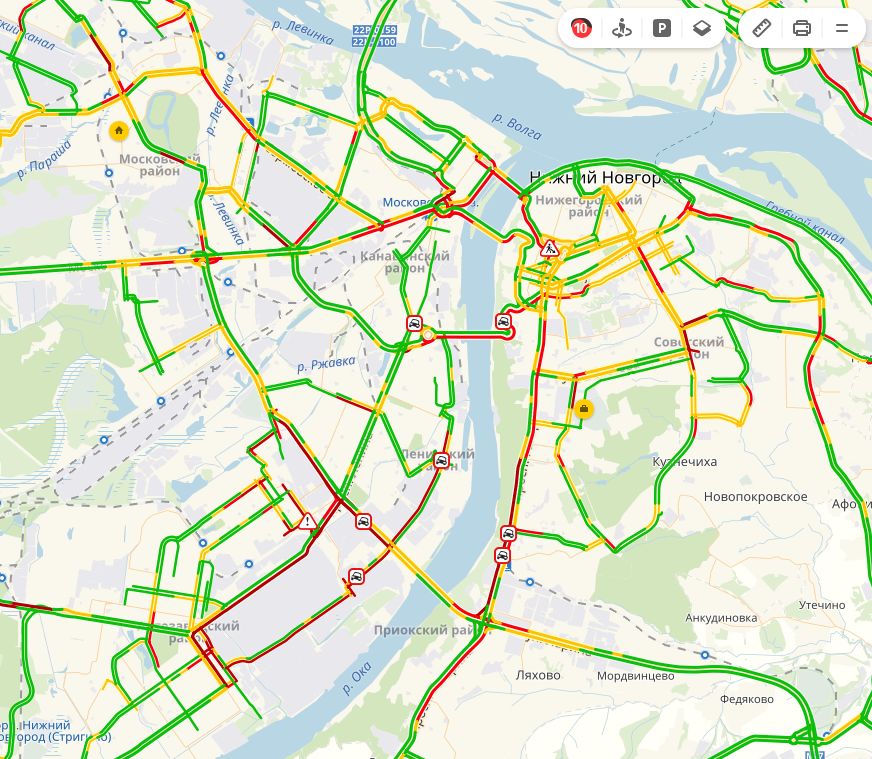 Карта н новгорода с пробками онлайн