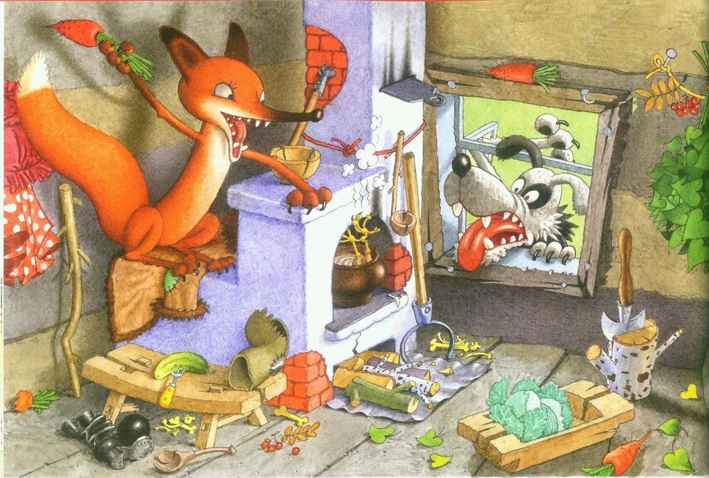 Дом сказка лиса. Лиса наводит порядок в доме. Сказка лиса и заяц. Лиса выгнала зайца. Лиса и заяц русская народная сказка.