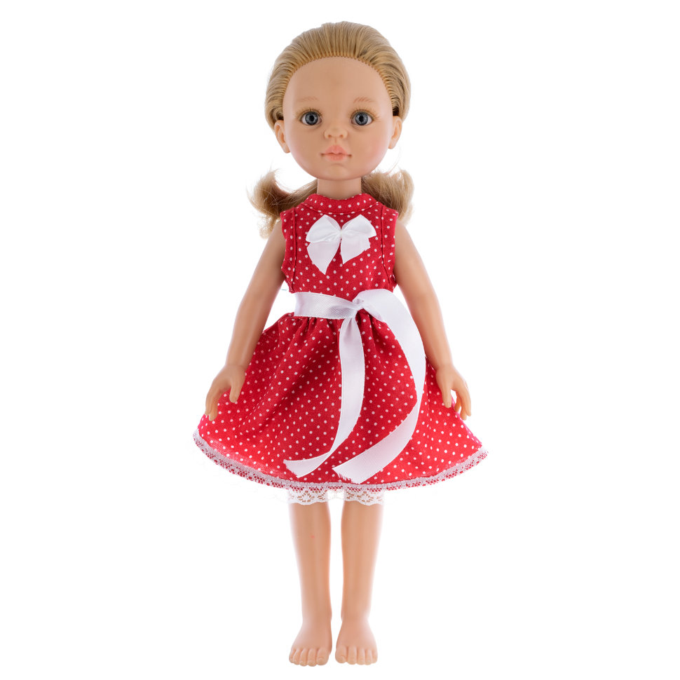 Кукла в красном платье в горошек. Платье в горошек для куклы паола рейна. Платье в горошек для куклы. Gotz платье в горох для кукол 45 - 50 см 3402492. Кукла в платье в горошек.