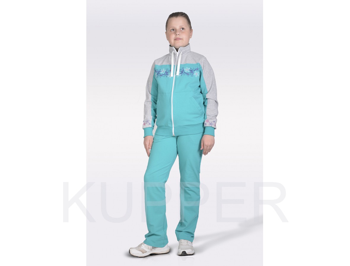 Серо бирюзовый спортивный костюм
