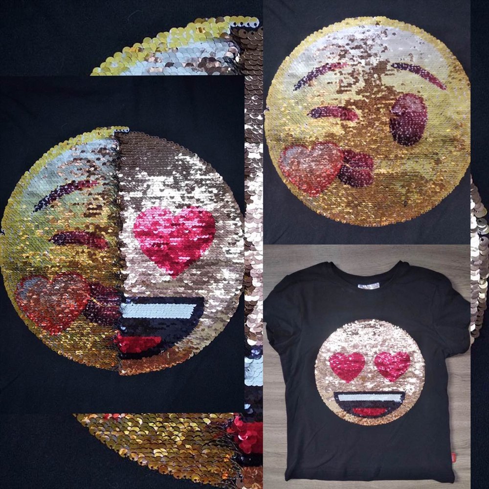 Hlopkovye Futbolki Emoji S Pajetkami Menyayushie Risunok R R 110 152