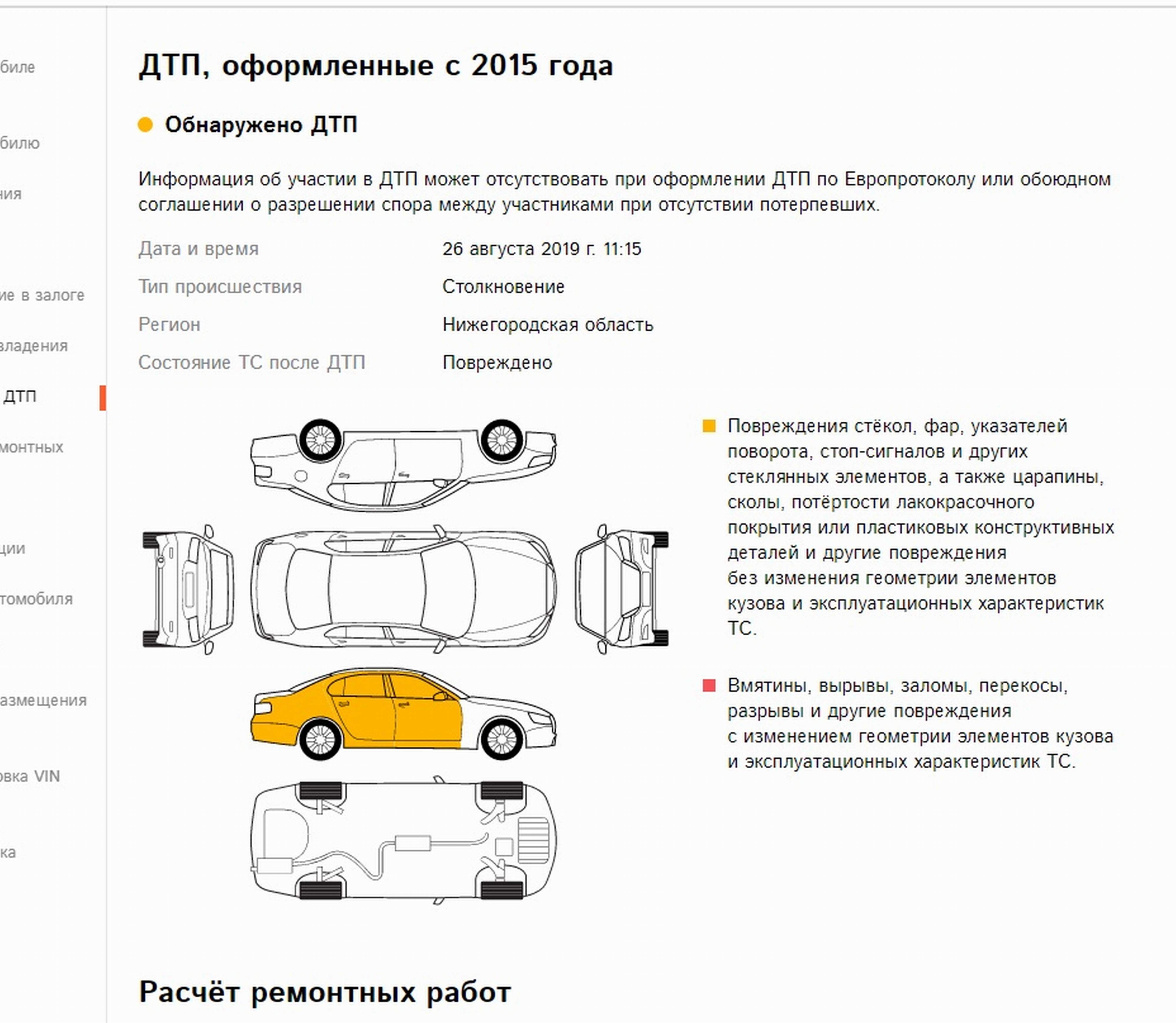 Рассчитать ремонта автомобиля