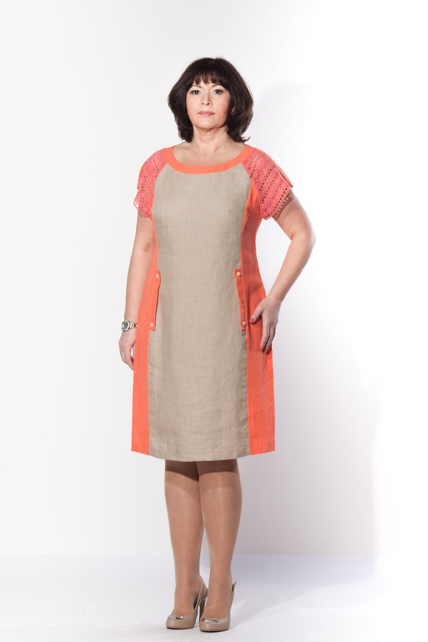 Платье из комбинированной ткани для женщин
