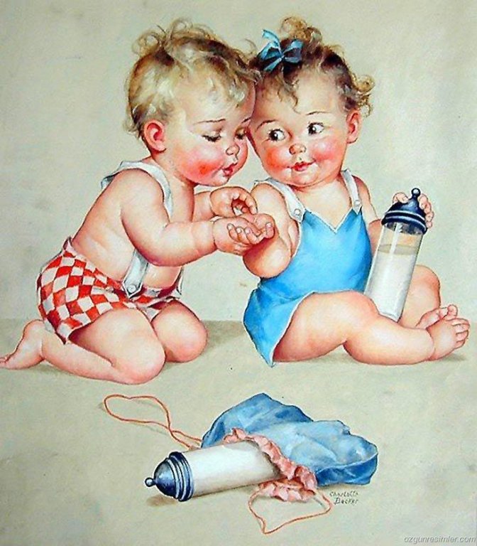 Открытки, картинки двойняшек мальчик и девочка рисованные